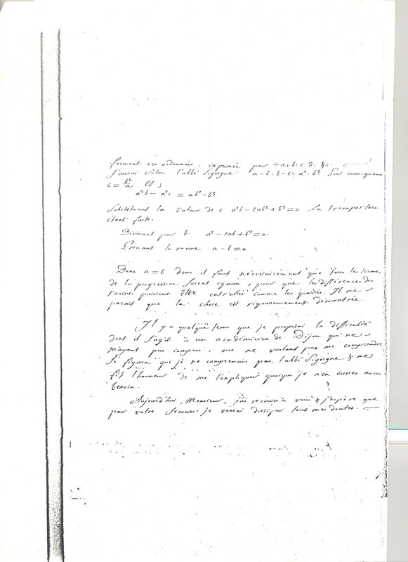 Lettre de Encontre à D'Alembert, 1780 Lettre de Encontre à D'Alembert, 1780