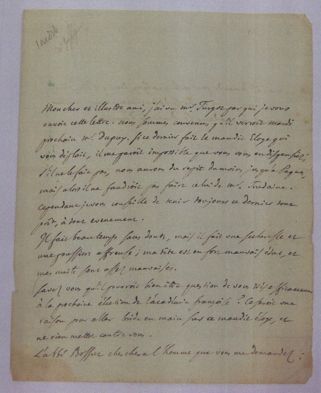 Lettre de D'Alembert à Condorcet, 28 septembre 1777 Lettre de D'Alembert à Condorcet, 28 septembre 1777