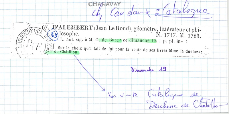 Lettre de D'Alembert à Debure, 19 août 1781 Lettre de D'Alembert à Debure, 19 août 1781