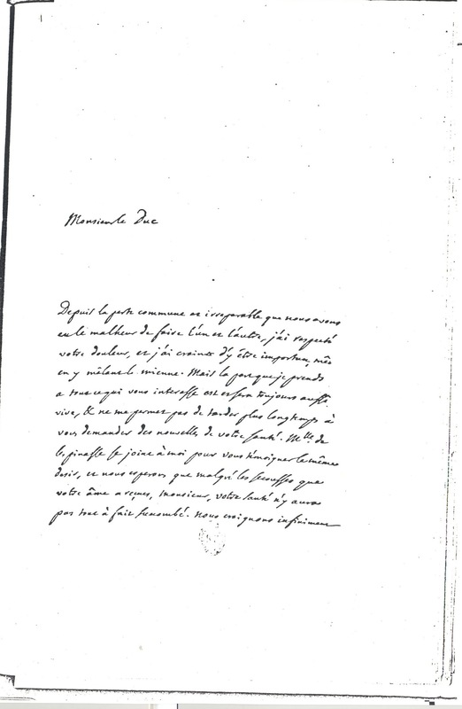Lettre de D'Alembert à Villahermosa, 30 septembre 1774 Lettre de D'Alembert à Villahermosa, 30 septembre 1774