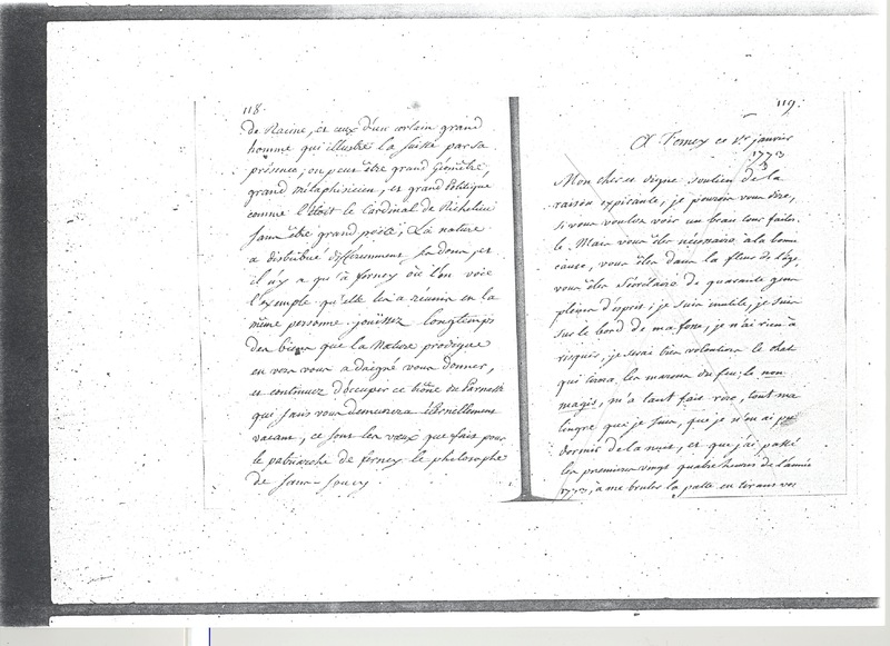 Lettre de Voltaire à D'Alembert, 20 décembre 1772 Lettre de Voltaire à D'Alembert, 20 décembre 1772