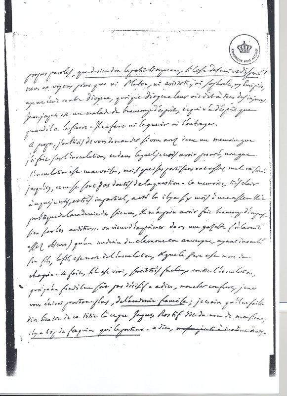 Lettre de D'Alembert à Voltaire, 9 avril 1761 Lettre de D'Alembert à Voltaire, 9 avril 1761