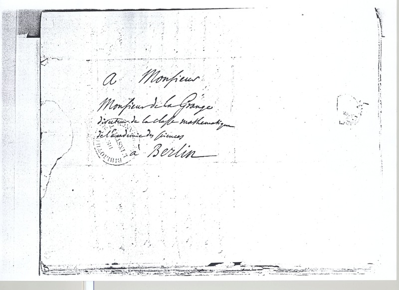 Lettre de D'Alembert à Lagrange, 21 mars 1768 Lettre de D'Alembert à Lagrange, 21 mars 1768