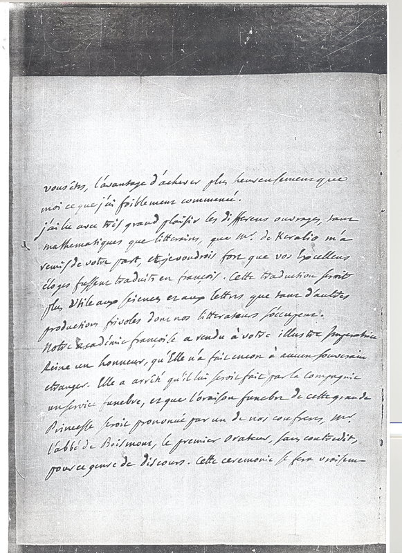 Lettre de D'Alembert à Frisi, 20 février 1781 Lettre de D'Alembert à Frisi, 20 février 1781