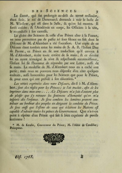 Lettre de Ferdinand, duc de Parme à D'Alembert, 25 février 1769 Lettre de Ferdinand, duc de Parme à D'Alembert, 25 février 1769