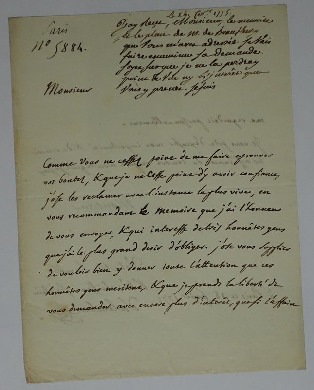 Lettre de Anisson Duperron à D'Alembert, 24 février 1775 Lettre de Anisson Duperron à D'Alembert, 24 février 1775