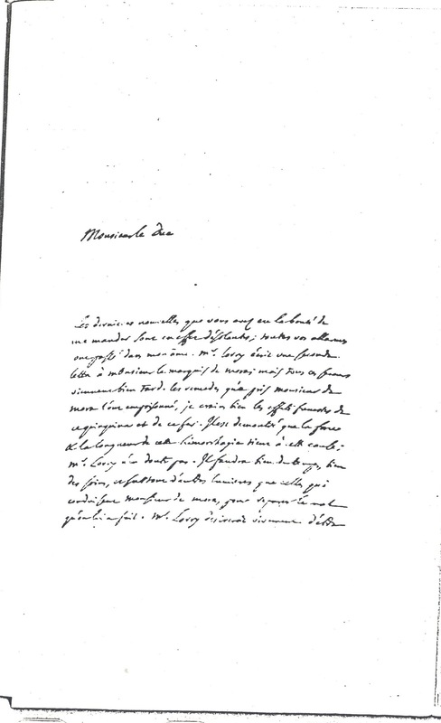 Lettre de D'Alembert à Villahermosa, mars 1774 Lettre de D'Alembert à Villahermosa, mars 1774