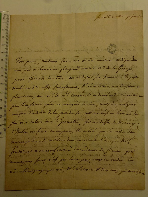 Lettre de D'Alembert à Mme Geoffrin (Rodet), 7 janvier 1764 Lettre de D'Alembert à Mme Geoffrin (Rodet), 7 janvier 1764