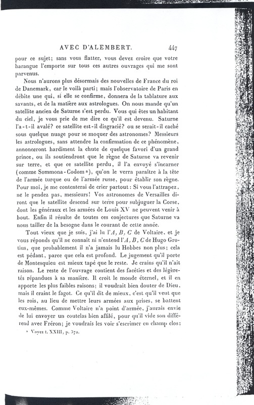 Lettre de Frédéric II à D'Alembert, 16 janvier 1769 Lettre de Frédéric II à D'Alembert, 16 janvier 1769