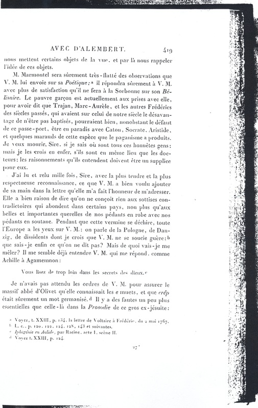 Lettre de D'Alembert à Frédéric II, 10 avril 1767 Lettre de D'Alembert à Frédéric II, 10 avril 1767