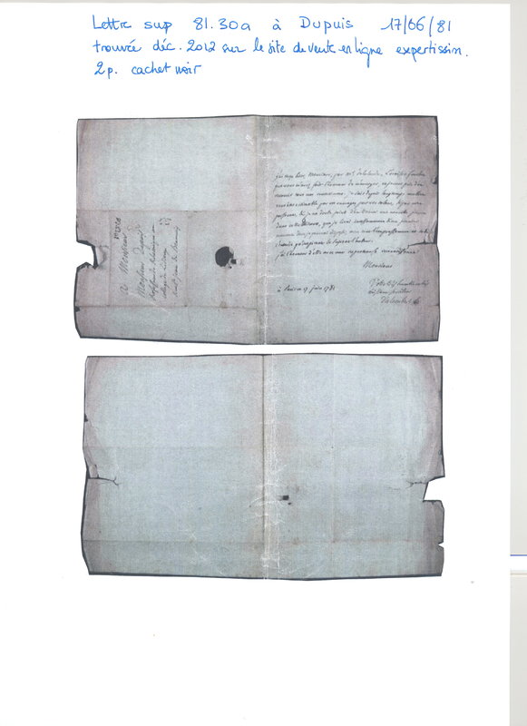 Lettre de D'Alembert à Dupuis, 17 juin 1781 Lettre de D'Alembert à Dupuis, 17 juin 1781