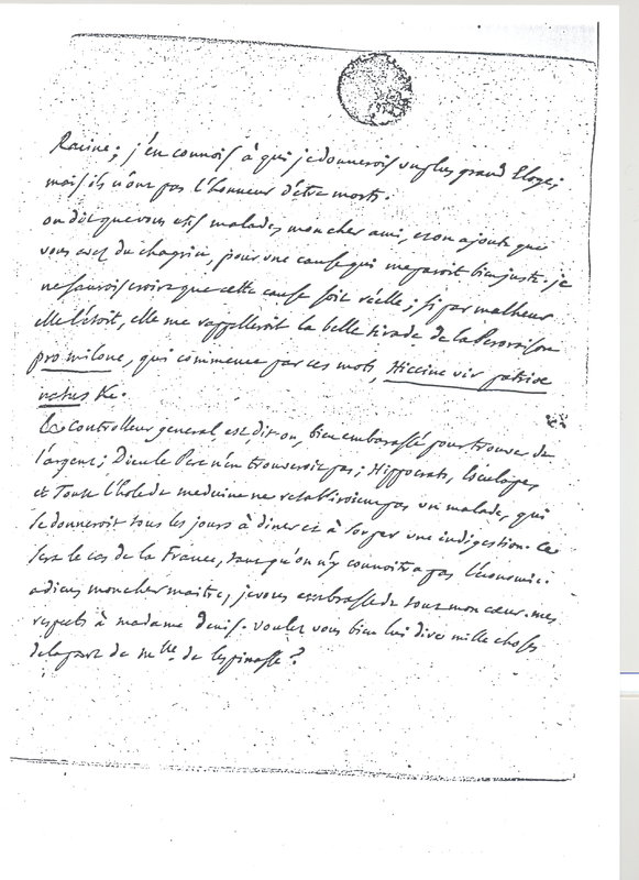 Lettre de D'Alembert à Voltaire, 11 décembre 1769 Lettre de D'Alembert à Voltaire, 11 décembre 1769