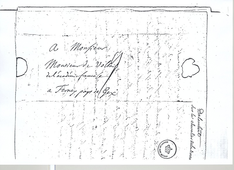 Lettre de D'Alembert à Voltaire, 9 septembre 1766 Lettre de D'Alembert à Voltaire, 9 septembre 1766