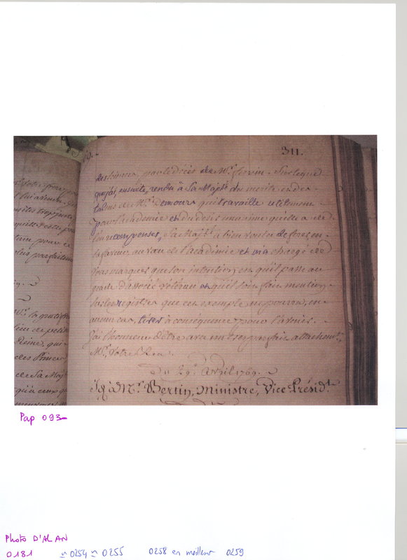 Lettre de Saint Florentin à D'Alembert, 29 avril 1769 Lettre de Saint Florentin à D'Alembert, 29 avril 1769