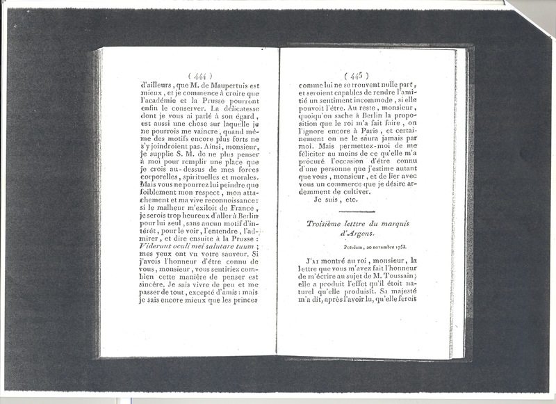 Lettre de Argens à D'Alembert, 20 octobre 1752