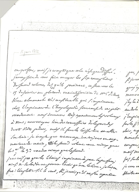 Lettre de D'Alembert à Cramer, 23 décembre 1751 Lettre de D'Alembert à Cramer, 23 décembre 1751