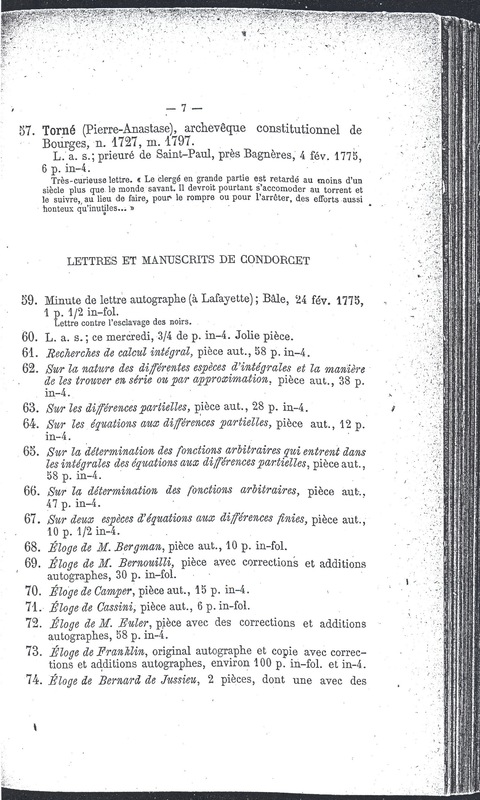 Lettre de Torné à D'Alembert, 4 février 1775 Lettre de Torné à D'Alembert, 4 février 1775