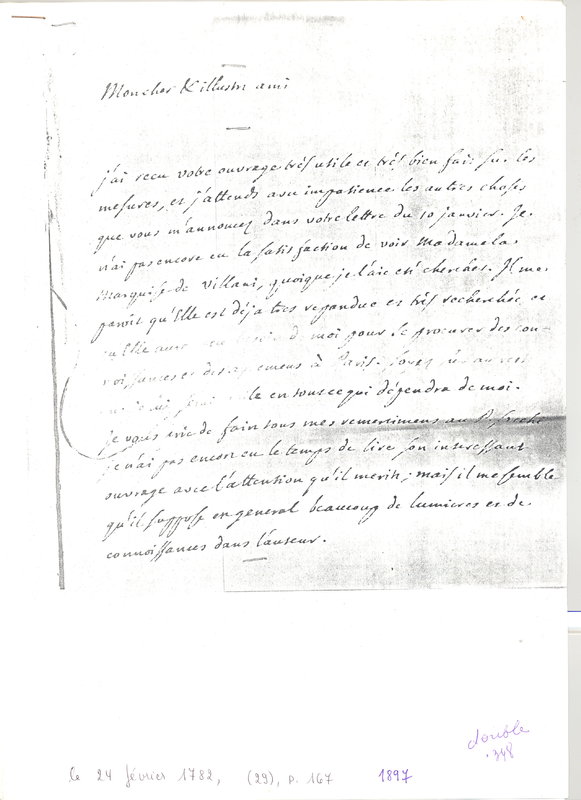 Lettre de D'Alembert à Frisi, 24 février 1782 Lettre de D'Alembert à Frisi, 24 février 1782