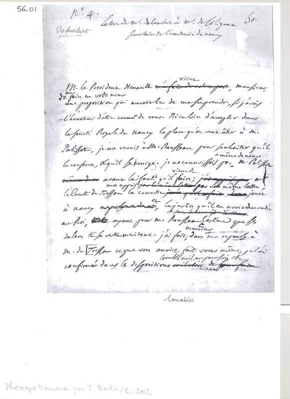 Lettre de D'Alembert à Solignac, 2 janvier 1756 Lettre de D'Alembert à Solignac, 2 janvier 1756