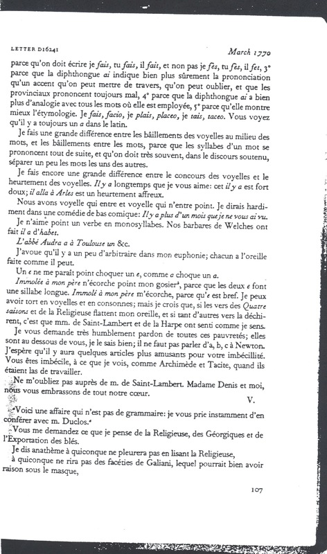 Lettre de Voltaire à D'Alembert, 19 mars 1770