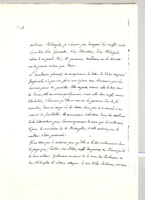 Lettre de D'Alembert à Catherine II, 17 octobre 1763 Lettre de D'Alembert à Catherine II, 17 octobre 1763