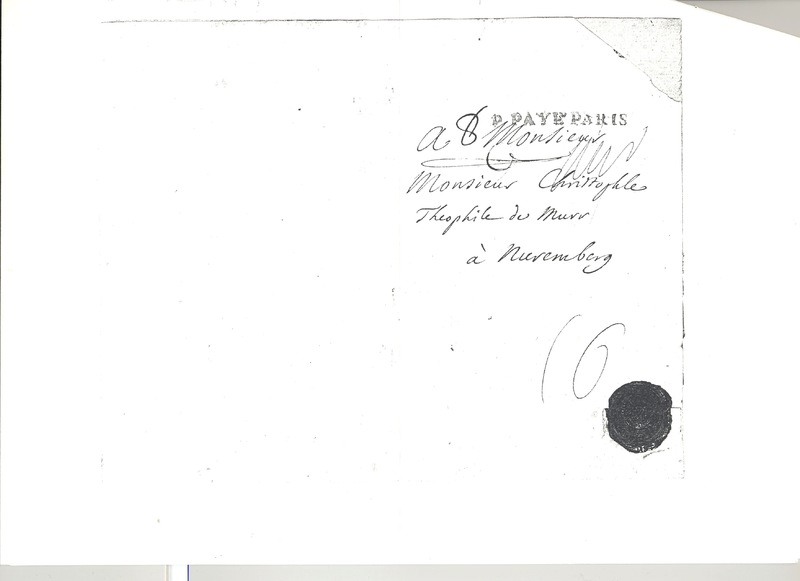 Lettre de D'Alembert à Murr, 28 octobre 1774 Lettre de D'Alembert à Murr, 28 octobre 1774