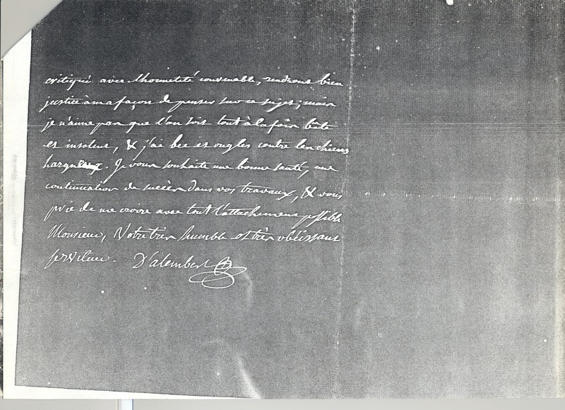 Lettre de D'Alembert à Descamps, 24 avril 1767 Lettre de D'Alembert à Descamps, 24 avril 1767