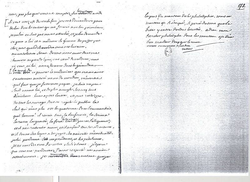 Lettre de Voltaire à D'Alembert, 25 février 1774 Lettre de Voltaire à D'Alembert, 25 février 1774