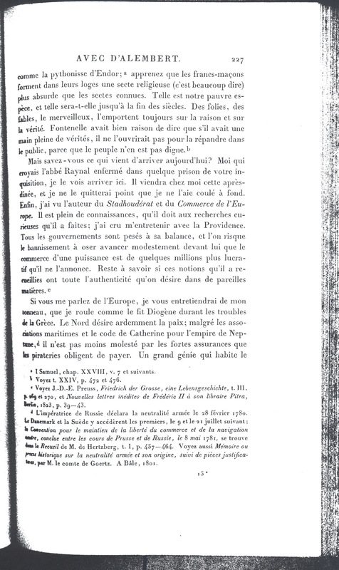 Lettre de Frédéric II à D'Alembert, 18 mai 1782 Lettre de Frédéric II à D'Alembert, 18 mai 1782