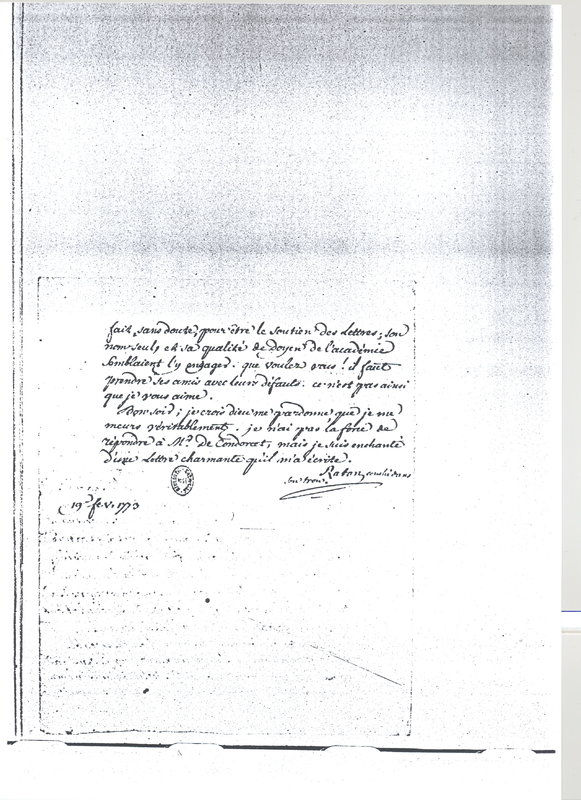 Lettre de Voltaire à D'Alembert, 19 février 1773 Lettre de Voltaire à D'Alembert, 19 février 1773
