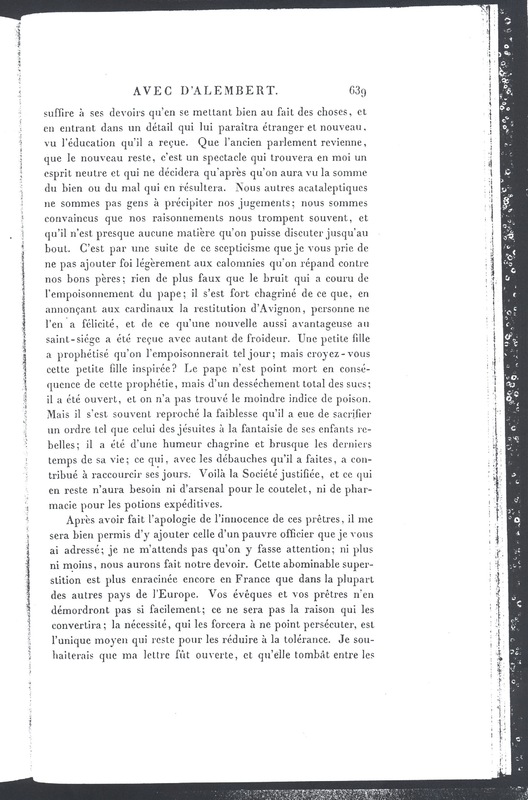 Lettre de Frédéric II à D'Alembert, 15 novembre 1774 Lettre de Frédéric II à D'Alembert, 15 novembre 1774
