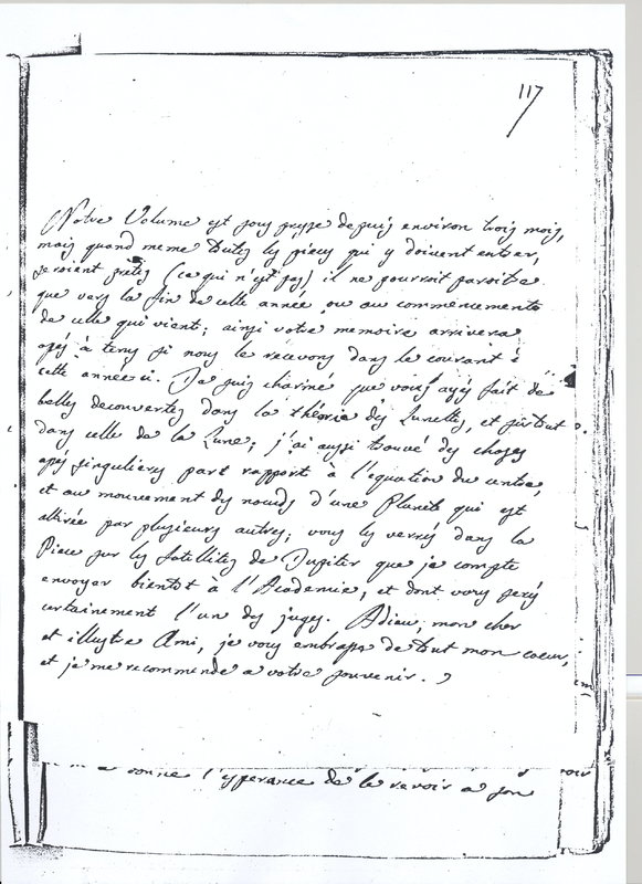 Lettre de Lagrange à D'Alembert, 6 juillet 1765 Lettre de Lagrange à D'Alembert, 6 juillet 1765