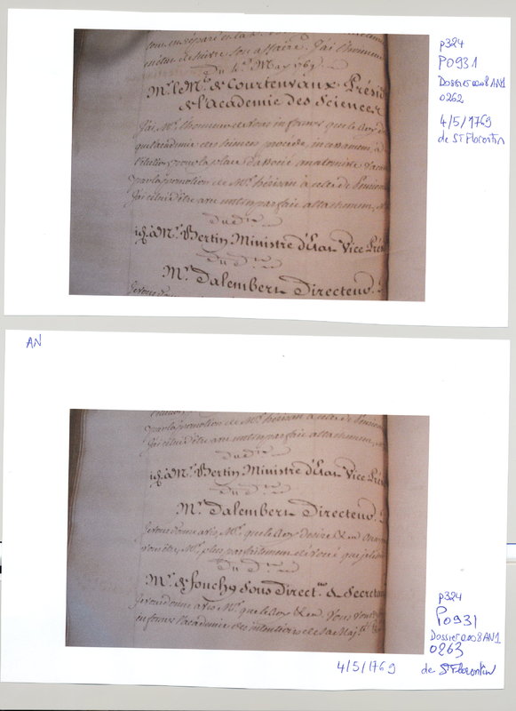 Lettre de Saint Florentin à D'Alembert, 4 mai 1769 Lettre de Saint Florentin à D'Alembert, 4 mai 1769