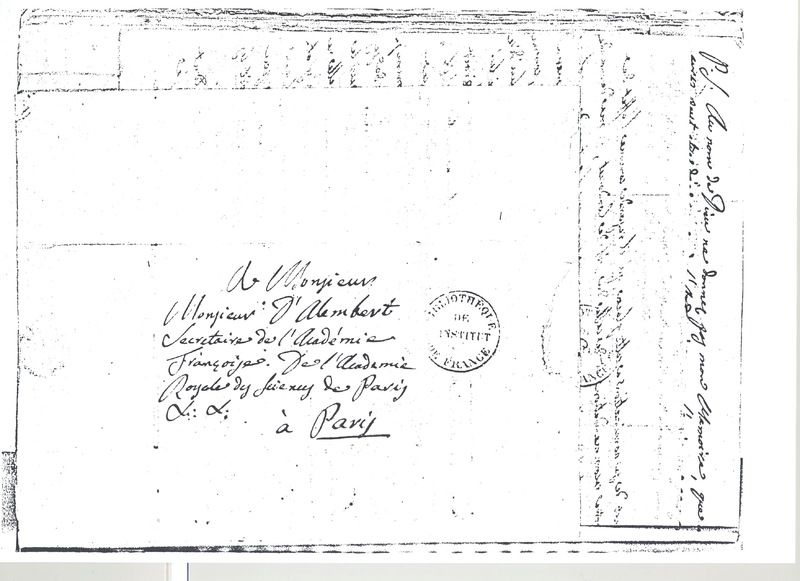 Lettre de Lagrange à D'Alembert, 21 mai 1774 Lettre de Lagrange à D'Alembert, 21 mai 1774