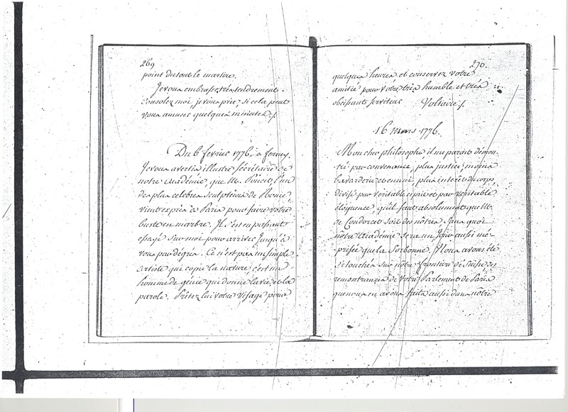 Lettre de Voltaire à D'Alembert, 6 février 1776 Lettre de Voltaire à D'Alembert, 6 février 1776