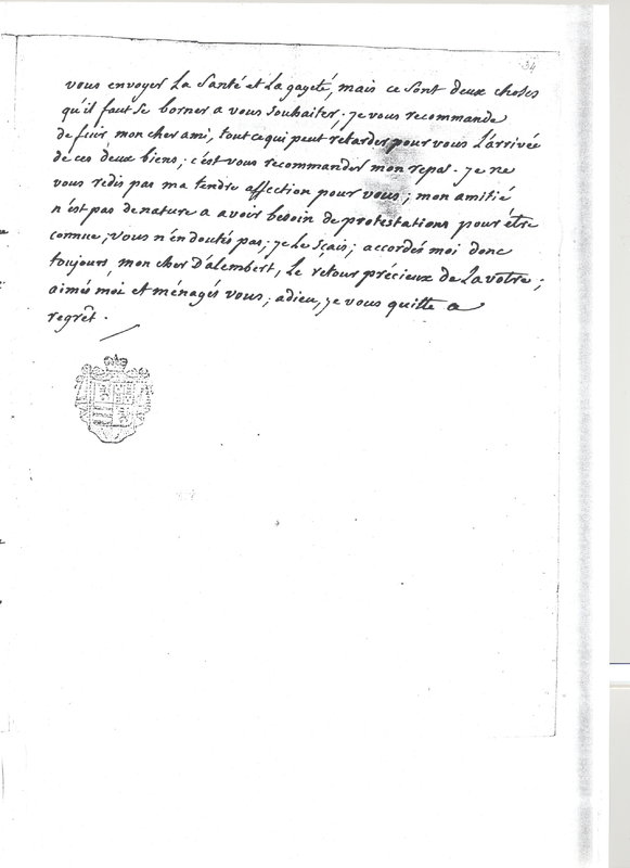 Lettre de Caracciolo à D'Alembert, 2 août 1783 Lettre de Caracciolo à D'Alembert, 2 août 1783