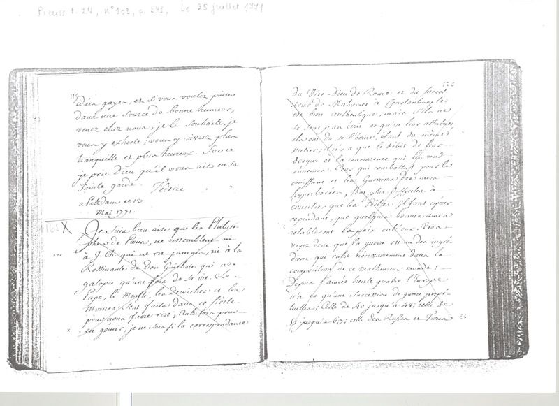 Lettre de Frédéric II à D'Alembert, 7 mai 1771 Lettre de Frédéric II à D'Alembert, 7 mai 1771