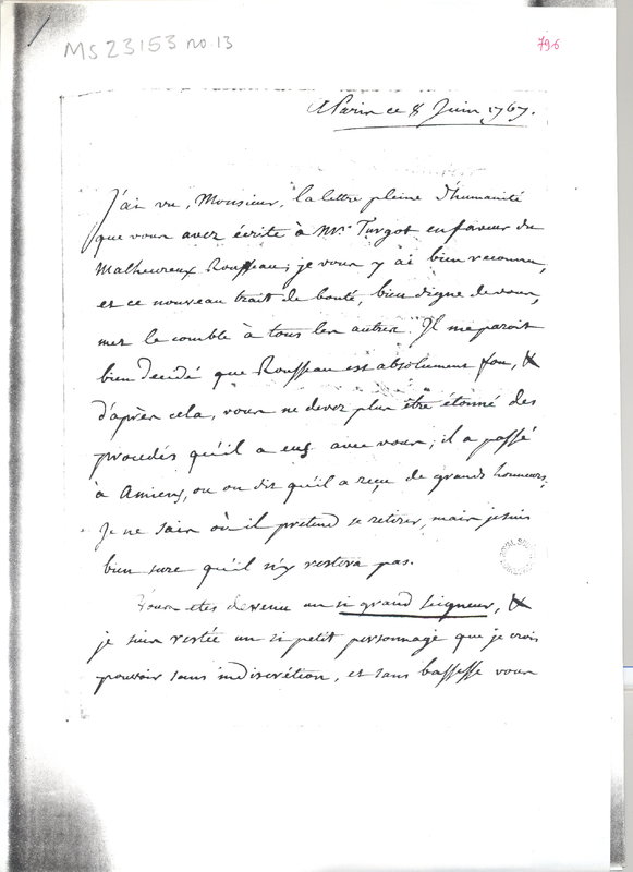 Lettre de D'Alembert et Mlle de Lespinasse à Hume David, 8 juin 1767 Lettre de D'Alembert et Mlle de Lespinasse à Hume David, 8 juin 1767