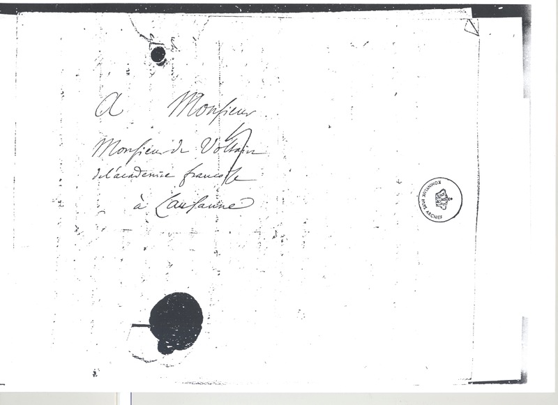 Lettre de D'Alembert à Voltaire, 20 janvier 1758 Lettre de D'Alembert à Voltaire, 20 janvier 1758