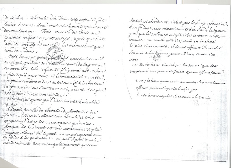 Lettre de Voltaire à D'Alembert et Condorcet, 30 avril 1775 Lettre de Voltaire à D'Alembert et Condorcet, 30 avril 1775