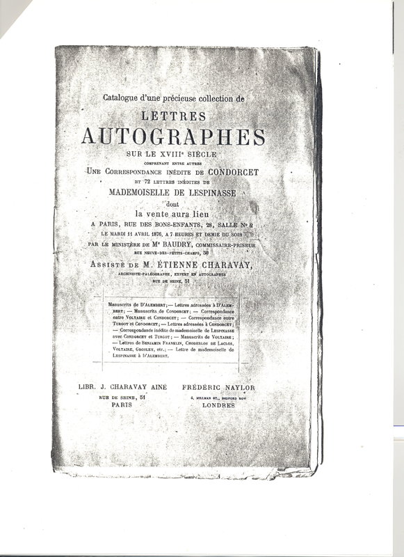 Lettre de Rutlidge à D'Alembert, 1779 Lettre de Rutlidge à D'Alembert, 1779