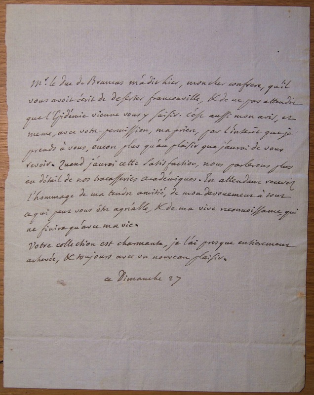 Lettre de D'Alembert à Tressan, 27 octobre 1782 Lettre de D'Alembert à Tressan, 27 octobre 1782