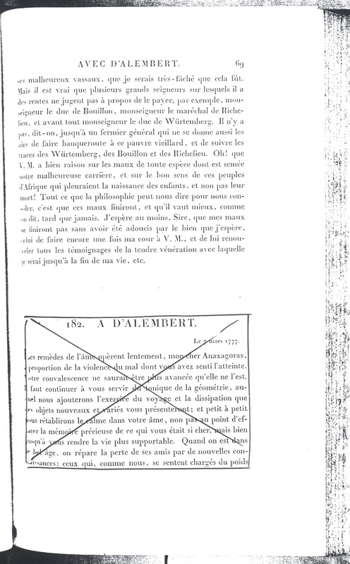 Lettre de D'Alembert à Frédéric II, 17 février 1777 Lettre de D'Alembert à Frédéric II, 17 février 1777
