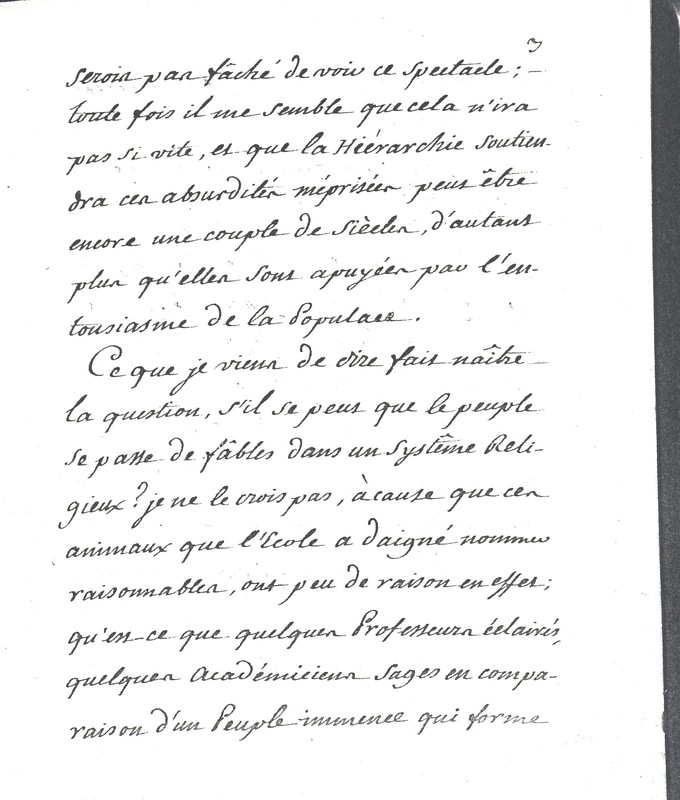 Lettre de Frédéric II à D'Alembert, 25 novembre 1769 Lettre de Frédéric II à D'Alembert, 25 novembre 1769