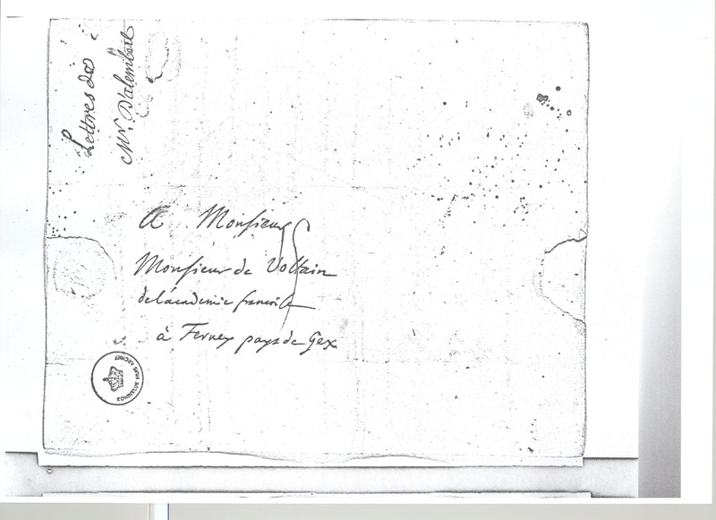 Lettre de D'Alembert à Voltaire, 7 mars 1768 Lettre de D'Alembert à Voltaire, 7 mars 1768