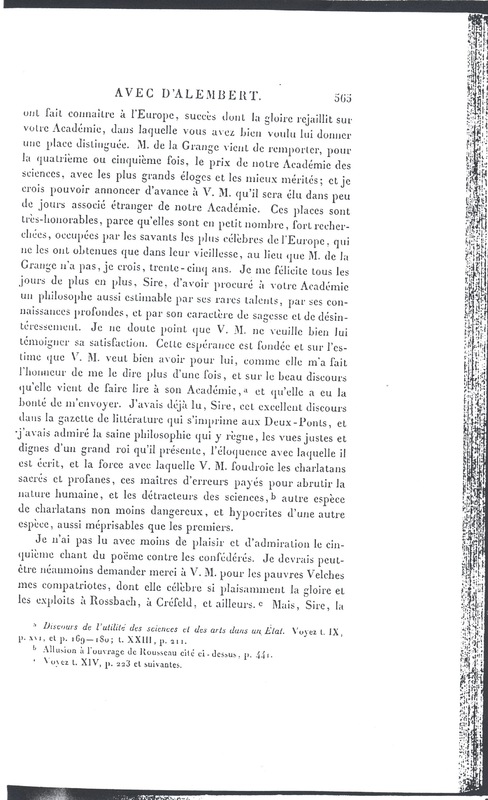 Lettre de D'Alembert à Frédéric II, 16 mai 1772 Lettre de D'Alembert à Frédéric II, 16 mai 1772