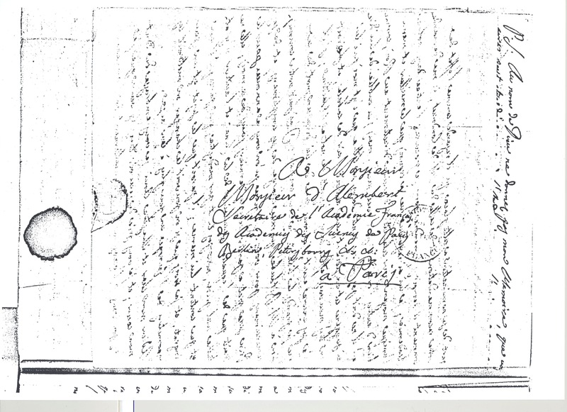 Lettre de Lagrange à D'Alembert, 20 décembre 1773 Lettre de Lagrange à D'Alembert, 20 décembre 1773