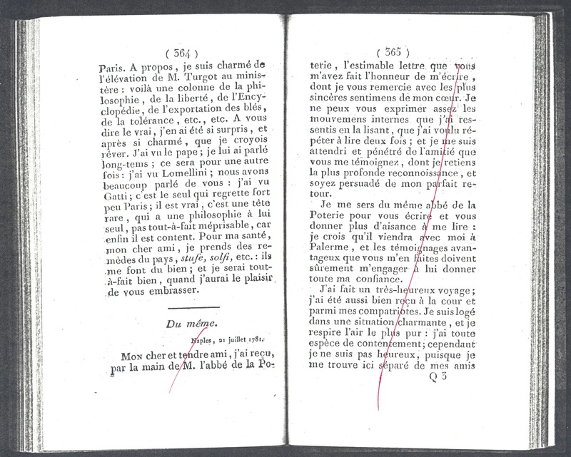 Lettre de Caracciolo à D'Alembert, 18 août 1774 Lettre de Caracciolo à D'Alembert, 18 août 1774
