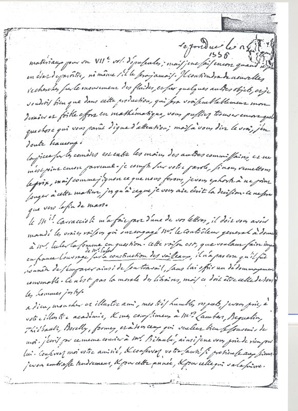 Lettre de D'Alembert à Lagrange, 15 décembre 1775 Lettre de D'Alembert à Lagrange, 15 décembre 1775