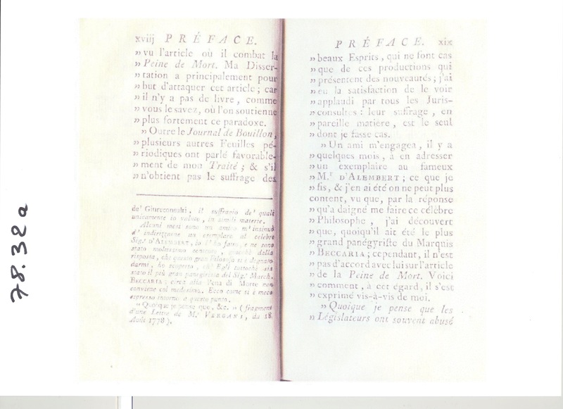 Lettre de D'Alembert à Vergani, mai 1778 Lettre de D'Alembert à Vergani, mai 1778